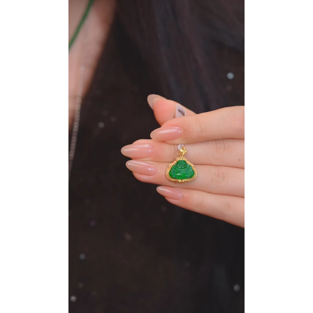 翡翠吊坠(不含链)18K金镶嵌多样性发@@W1332