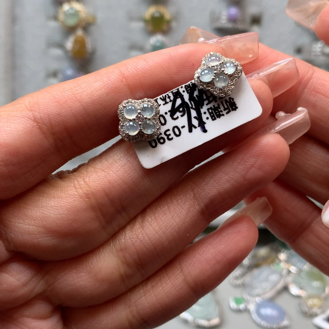 翡翠银S925镶嵌吊坠(不含链)耳钉56