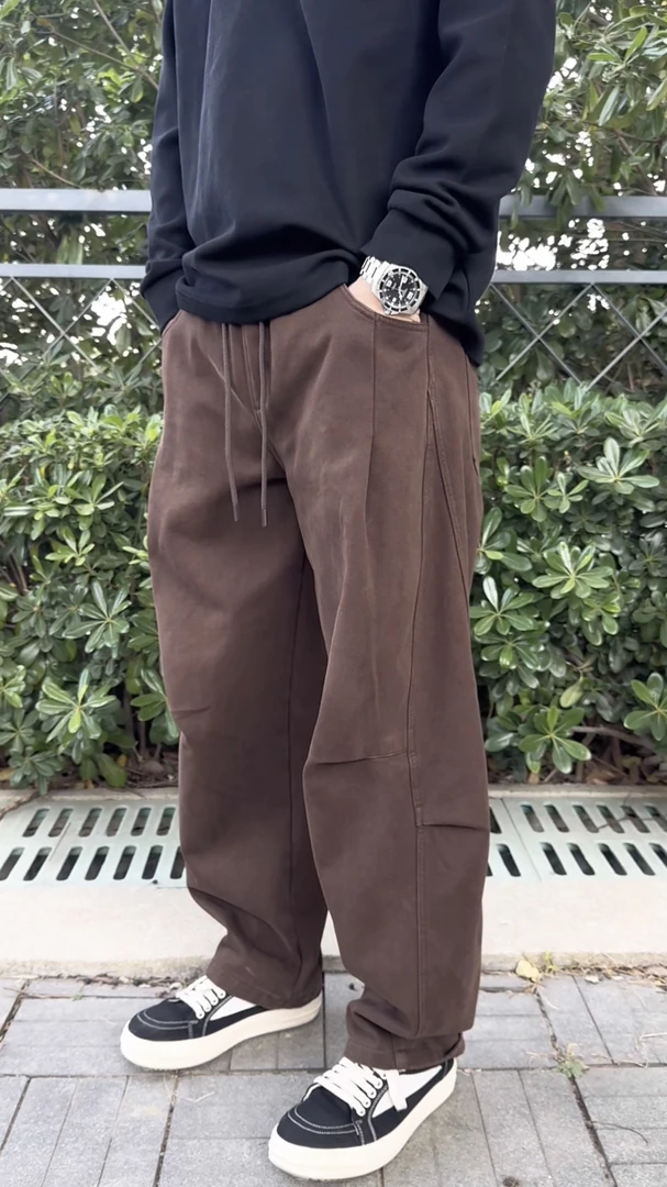 【2.0版480G重磅珠帆全棉】秋冬重磅全棉水洗结构剪裁斜切工装裤