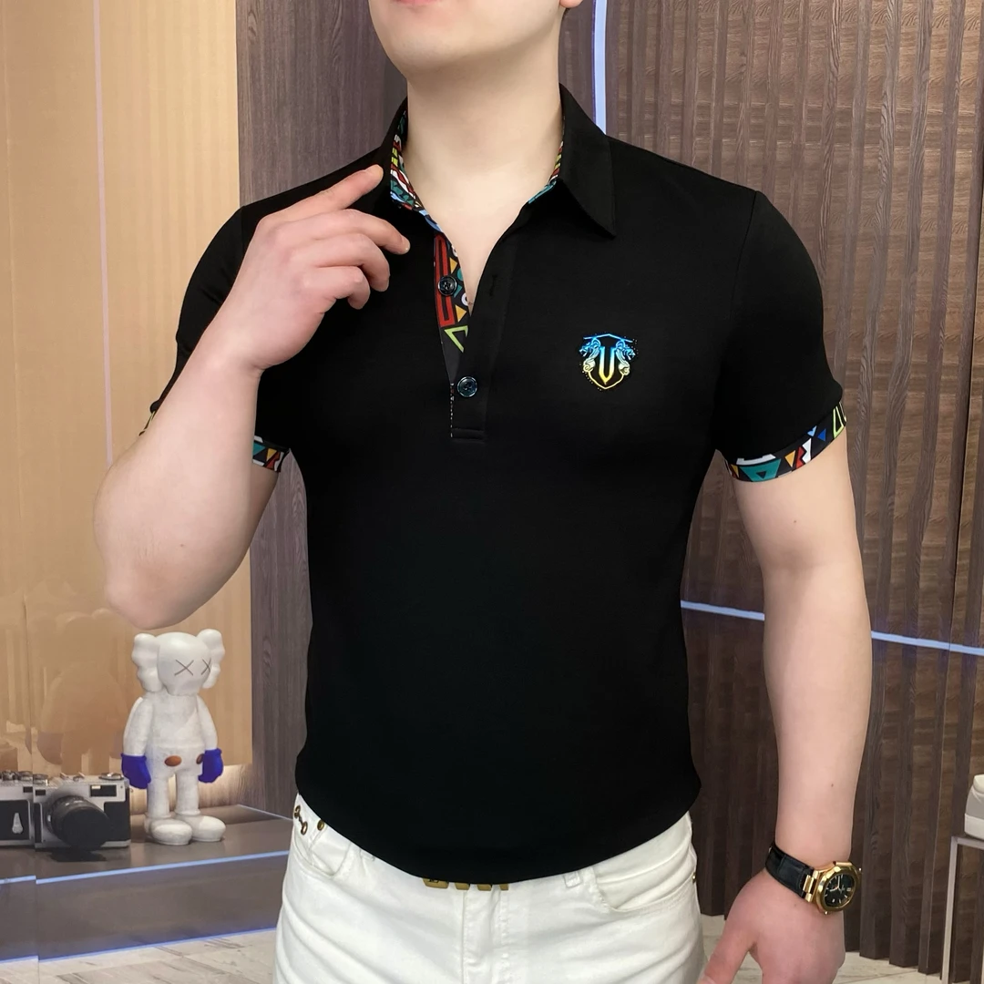 2025夏季男士梦幻巴黎Polo衫男士翻领轻奢时尚休闲百搭高品质半袖
