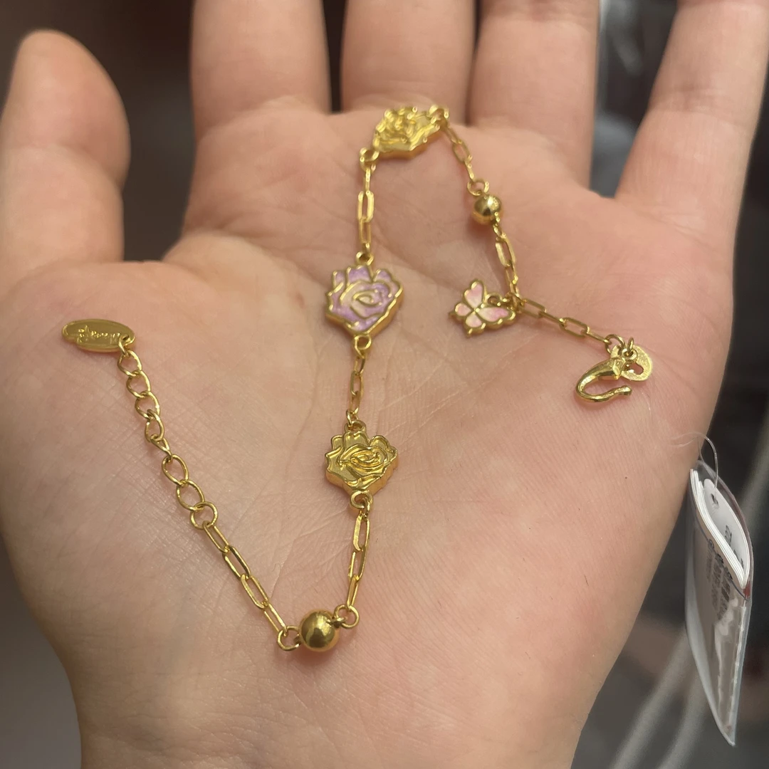 Chow Tai Seng/周大生足金手链莫奈花园珐琅彩工艺节日送女友百搭