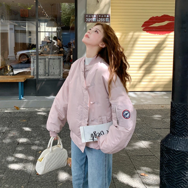 新中式盘扣90白鸭绒羽绒服2025冬季新款小众百搭氛围感棒球服外套