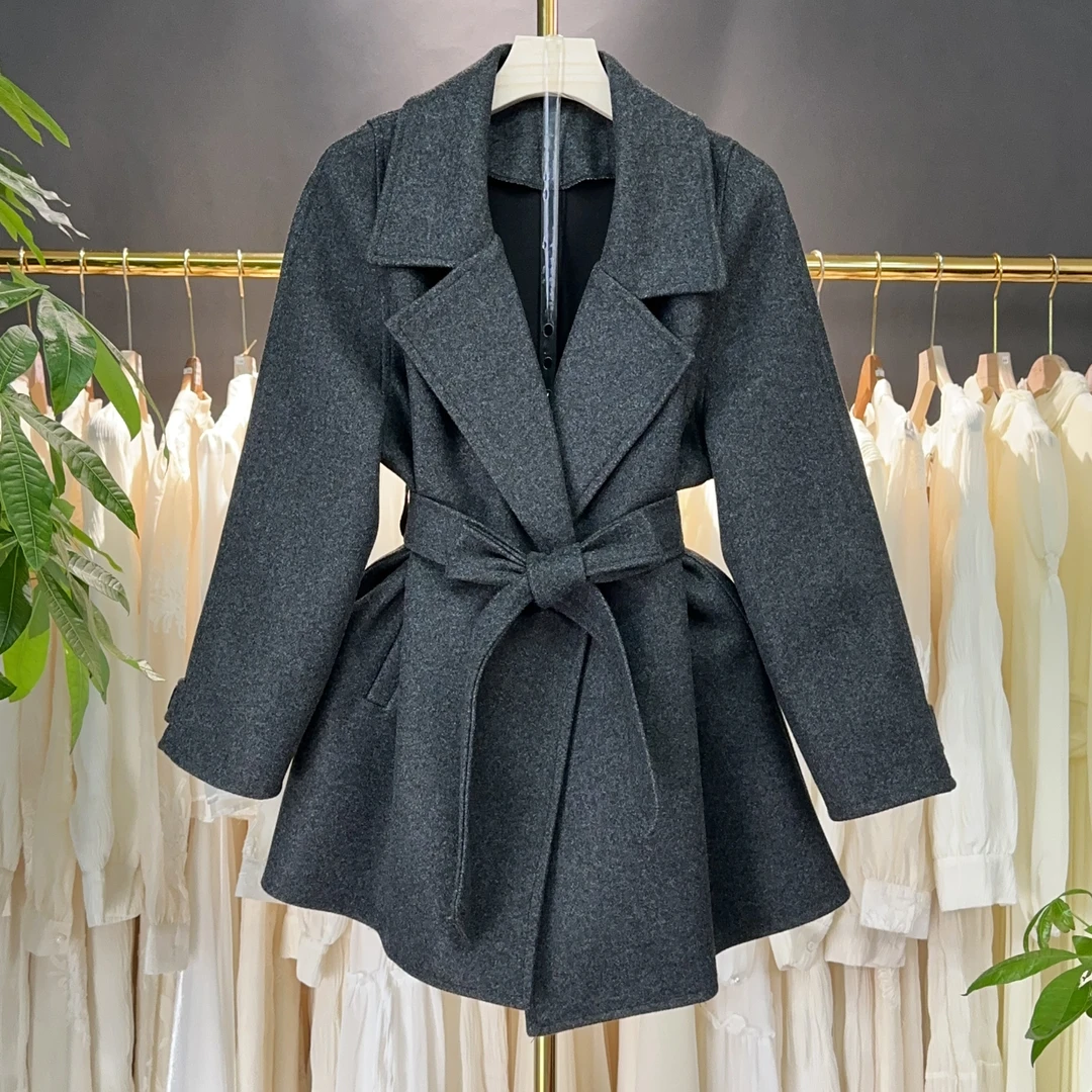【A9258】毛呢外套女2025秋冬新款时尚休闲设计感毛呢外套