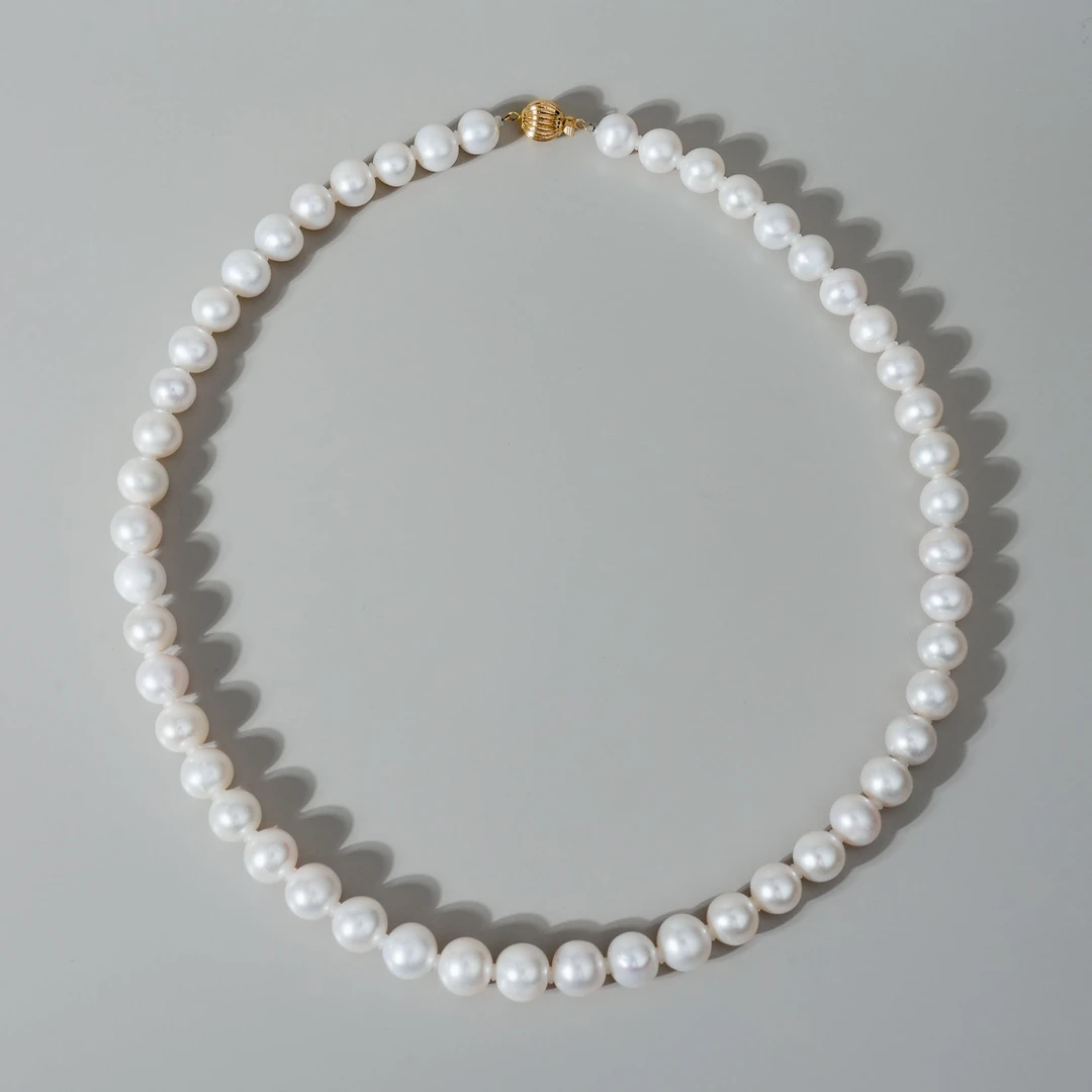 8.5-9.5mm金兰无核14k金天然淡水珍珠项链极强光