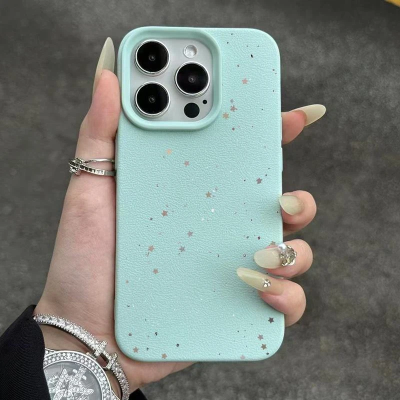 皮纹ins星星点点适用苹果15/14/13promax手机壳12/11软16/17防摔