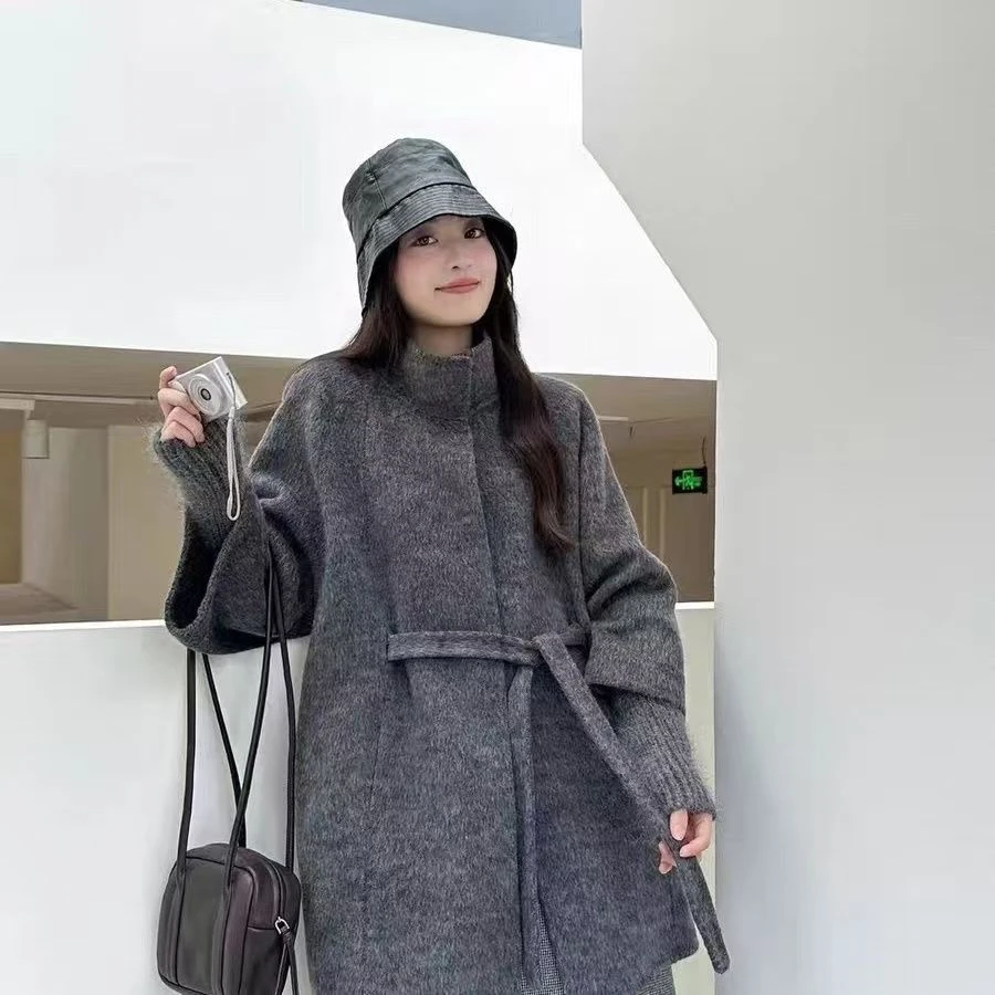 2025秋冬新款毛呢大衣女款时尚气质高级双面外套加厚百搭长款过年
