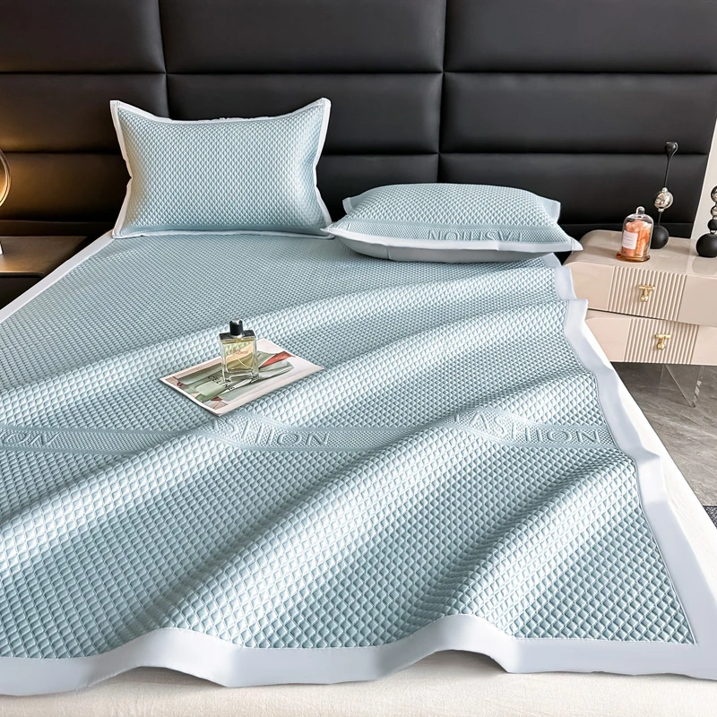 A类新款450克冰豆豆时尚提花凉席夏季冰丝宿舍床单1OO%亲肤可机器