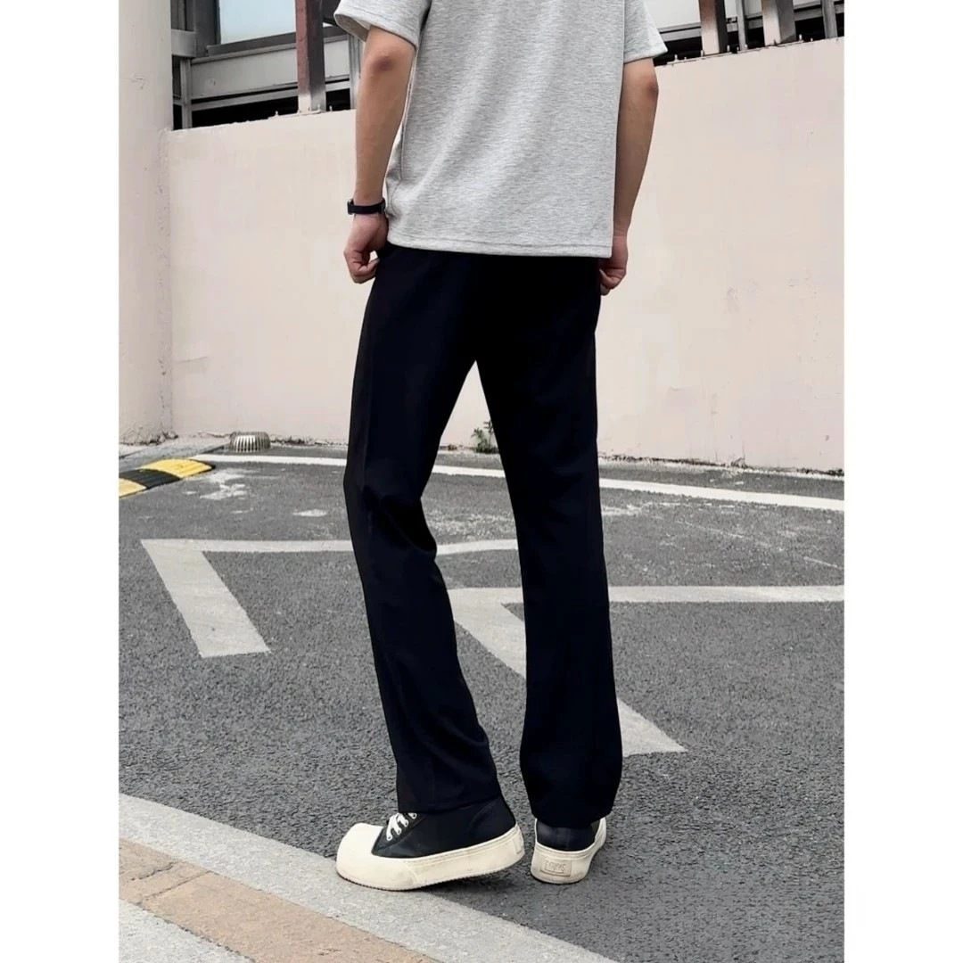 夏季2.0冰感弯刀西裤显高显瘦半松紧四面弹大码黑色休闲长裤灰色