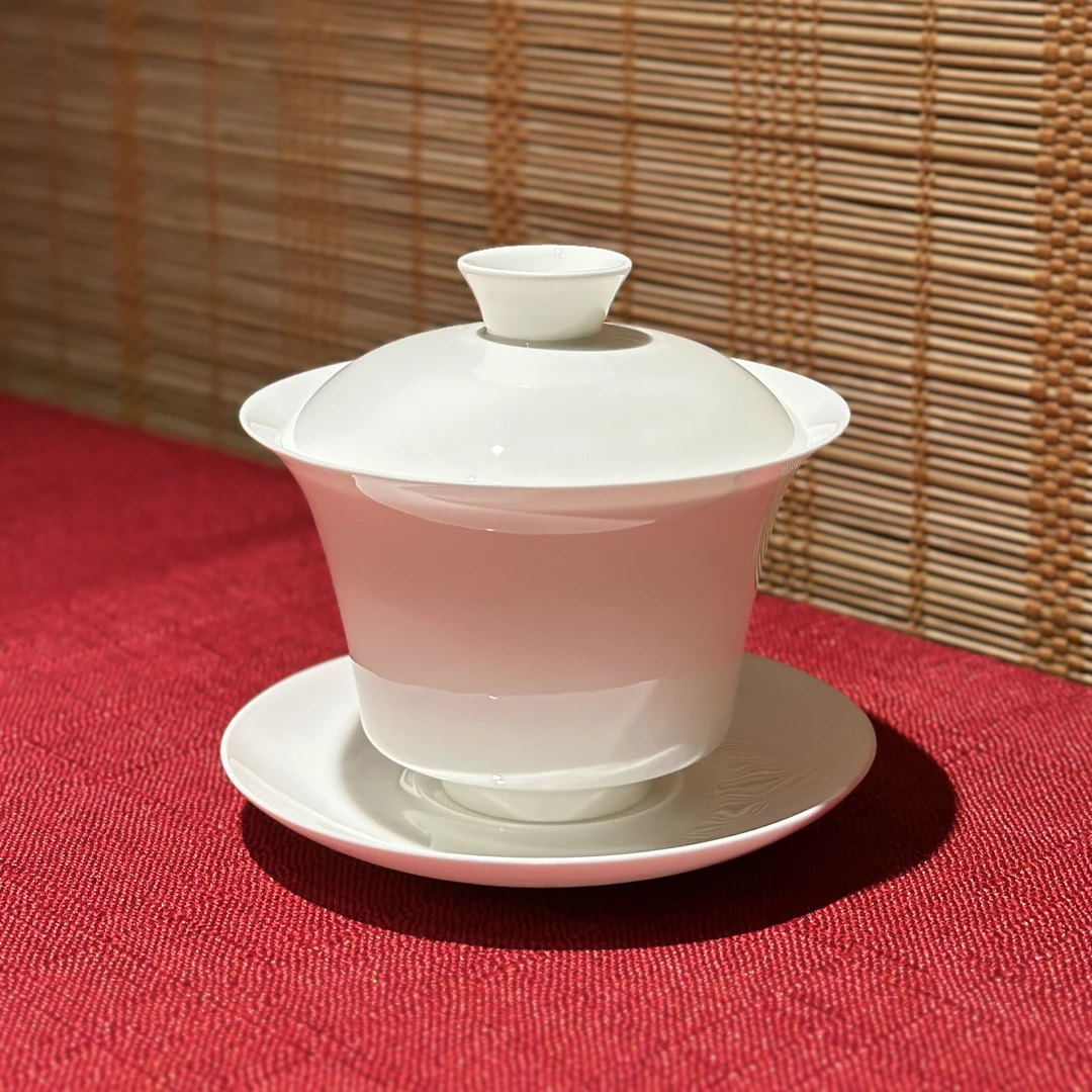 潮州超薄胎骨瓷盖碗陶瓷防烫手三才泡茶盖碗茶具茶杯骨瓷180毫升