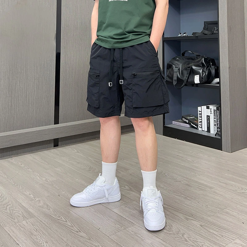 夏季潮流男士短裤聚酯纤维速干薄款宽松运动工装口袋短裤时尚休闲