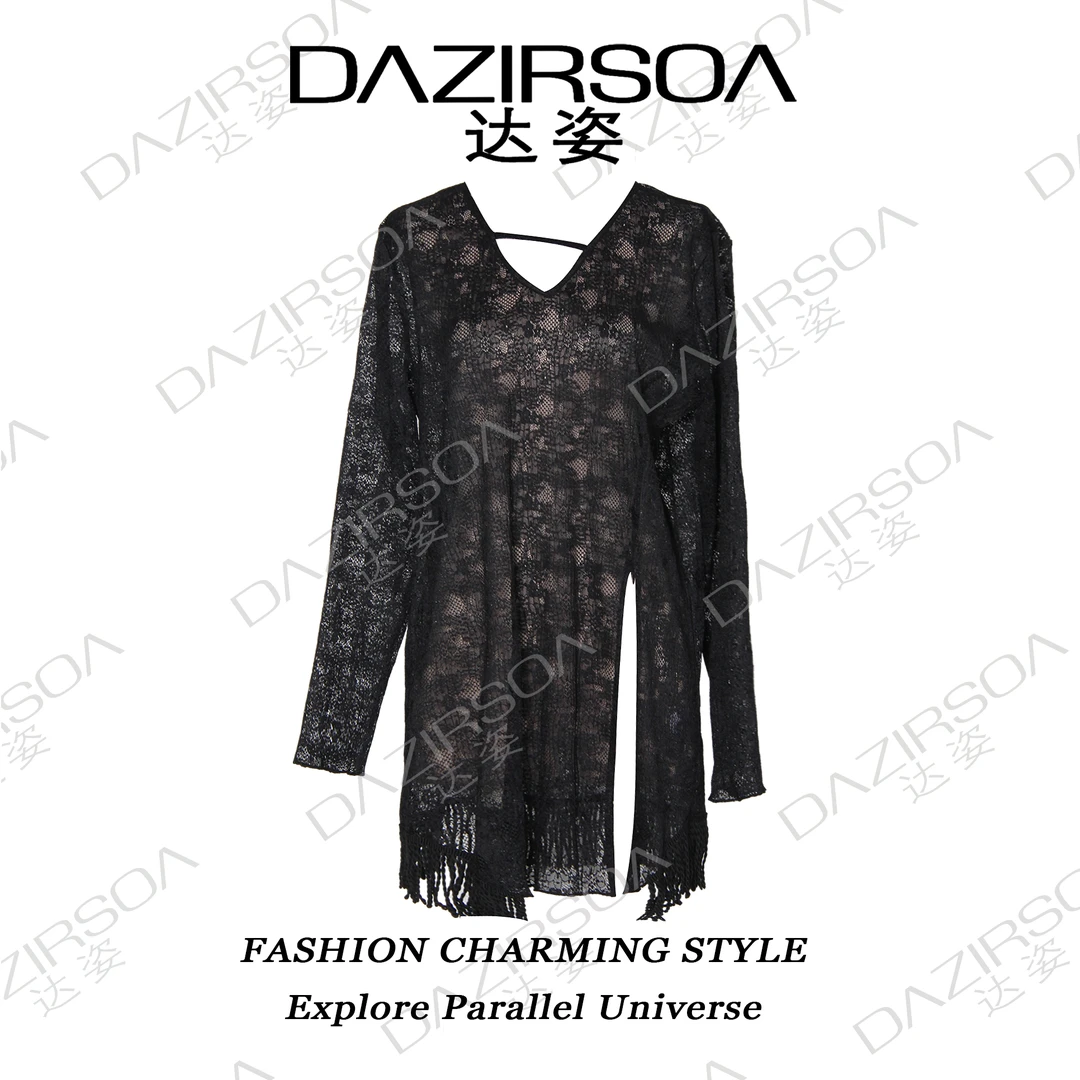 DAZIRSOA/达姿25S/S“花漾倾城”百搭时尚感V领宽松蕾丝T恤 P850