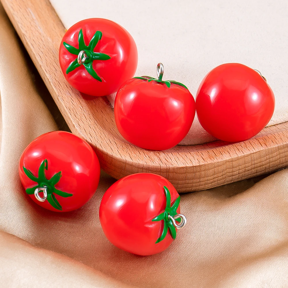 树脂立体西红柿吊坠 diy可爱钥匙扣配件 番茄圣女果吊坠挂件