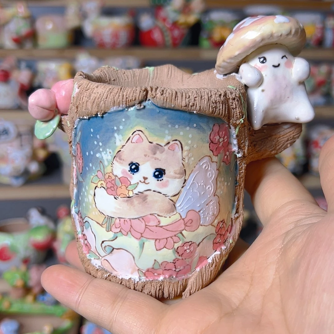 微瑕福福老梧家纯手工手绘多肉花盆