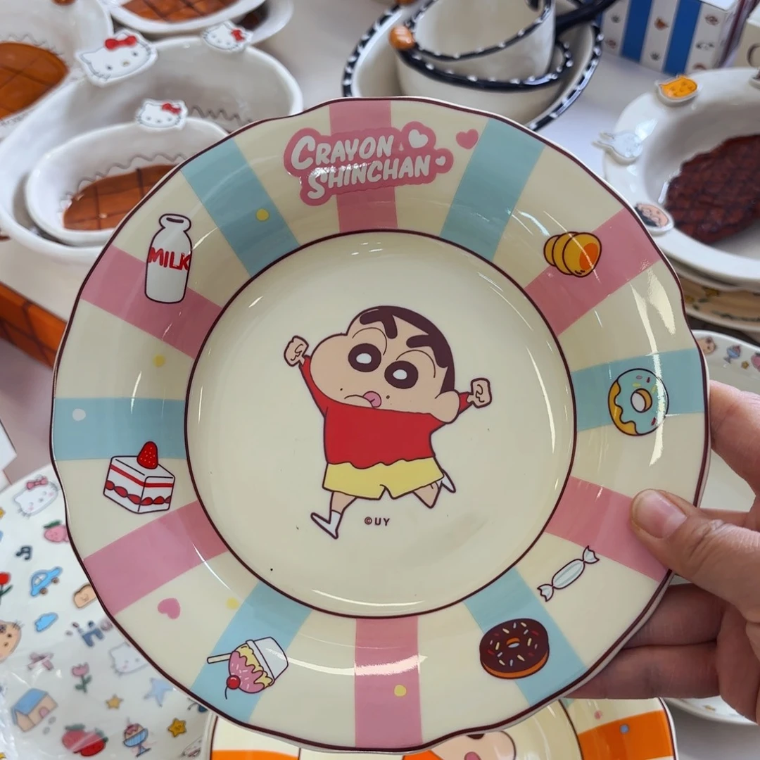 白瓷蜡笔小新餐盘粉色2个