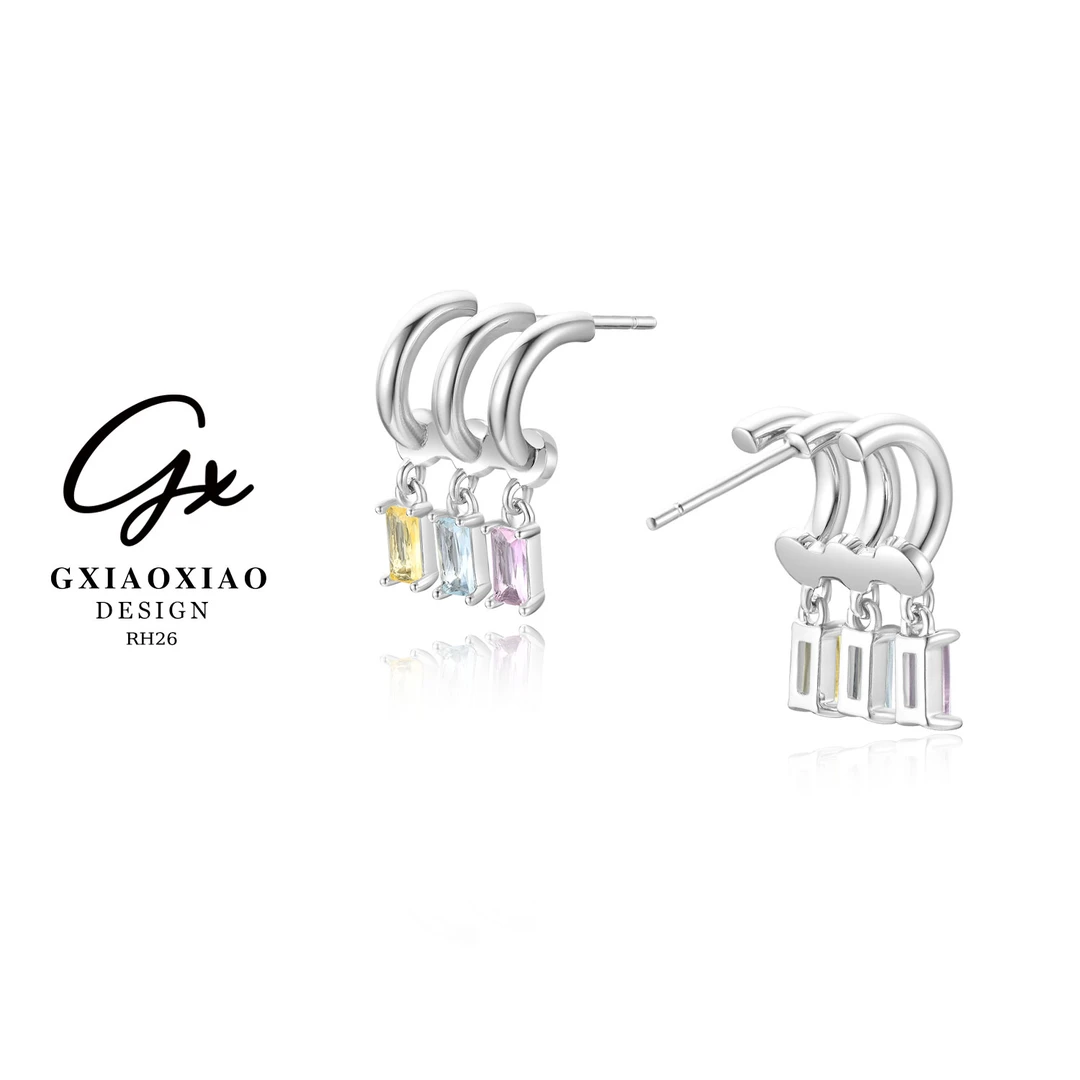 G XIAOXIAO 镀K金【银月缤纷】轻奢气质时尚百搭耳环 RH26