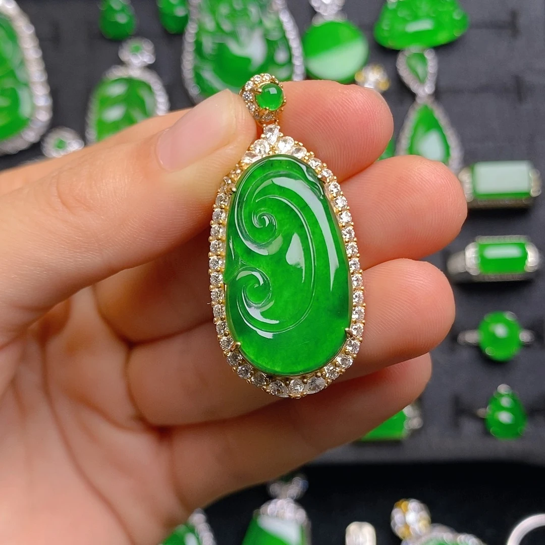 翡翠银S925镶嵌颈饰