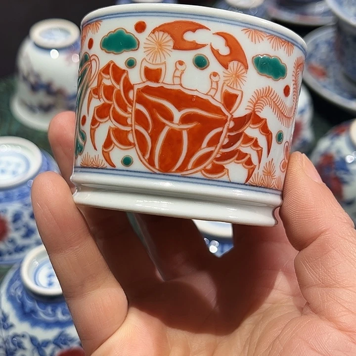 手工手绘红绿彩杯杯