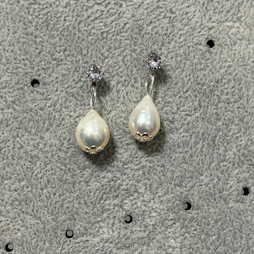 53【女复古精致手工甜美风耳坠简约法式日韩】银色带钻