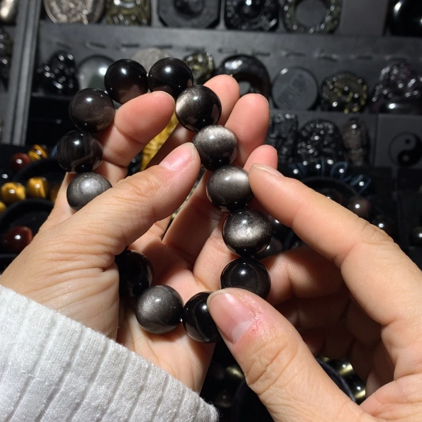 【闪购商品】黑曜岩手串未镶嵌熱*