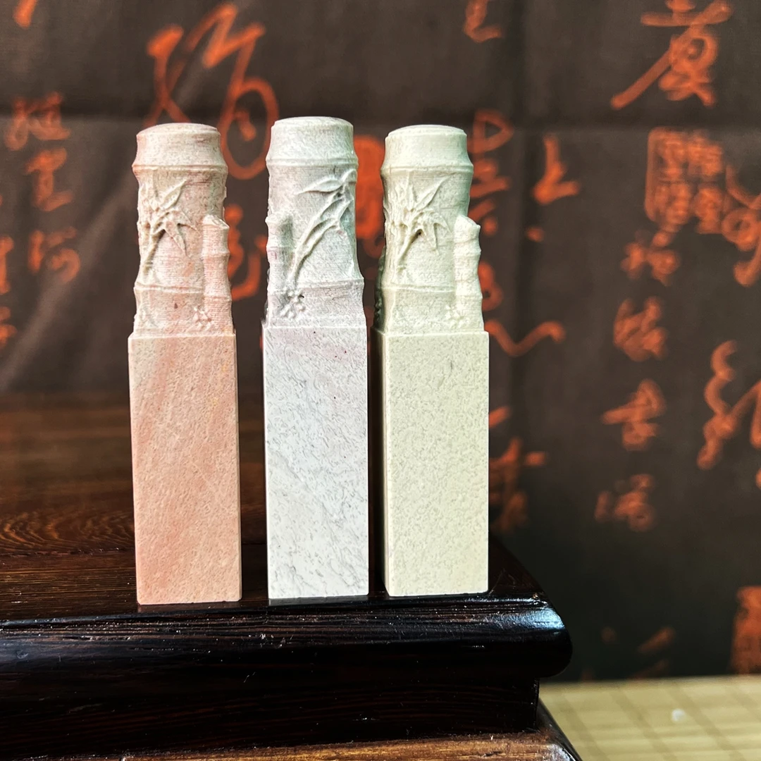 节节高青田作品1.5x7厘米印石5方1盒