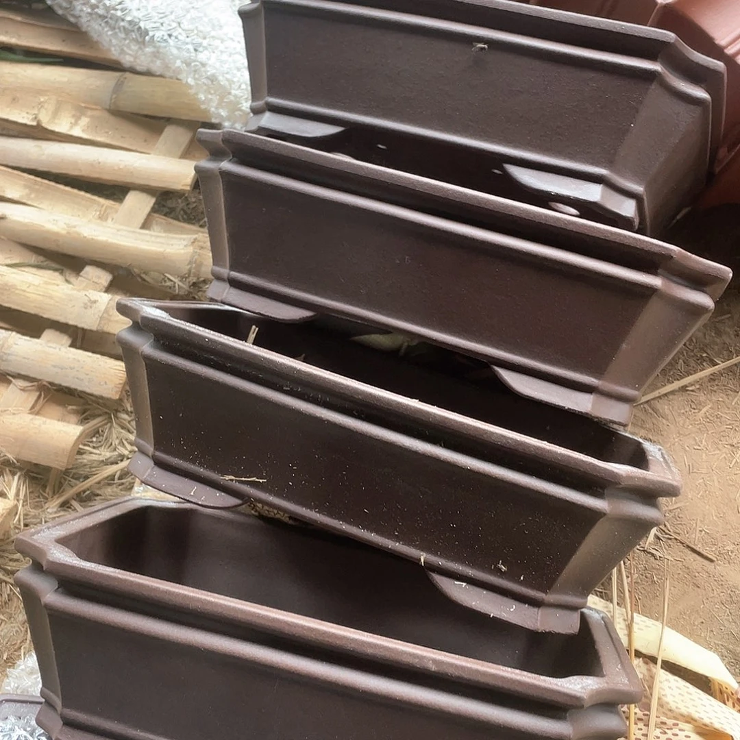 紫砂一组四只马槽