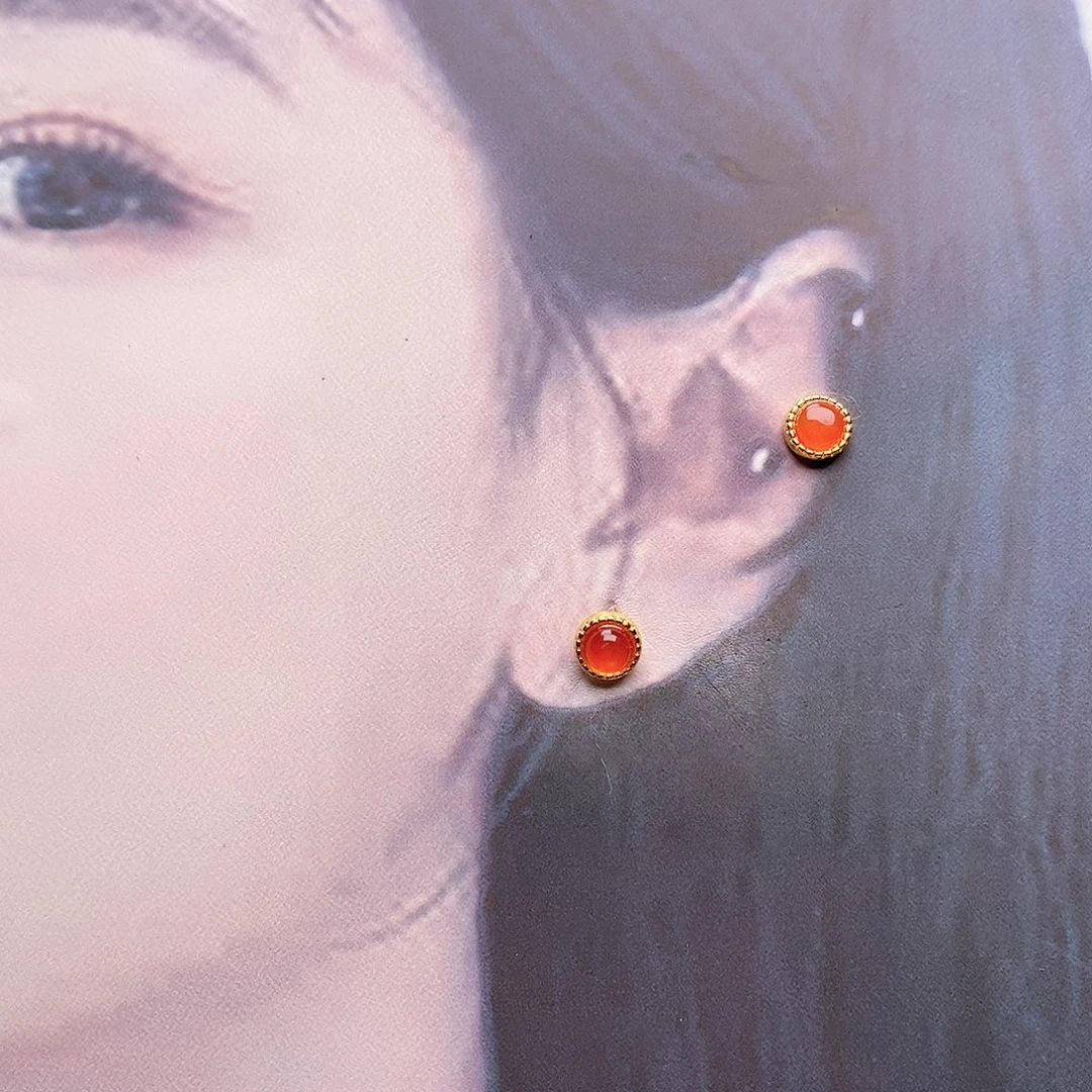 和田玉银S925镶嵌耳饰