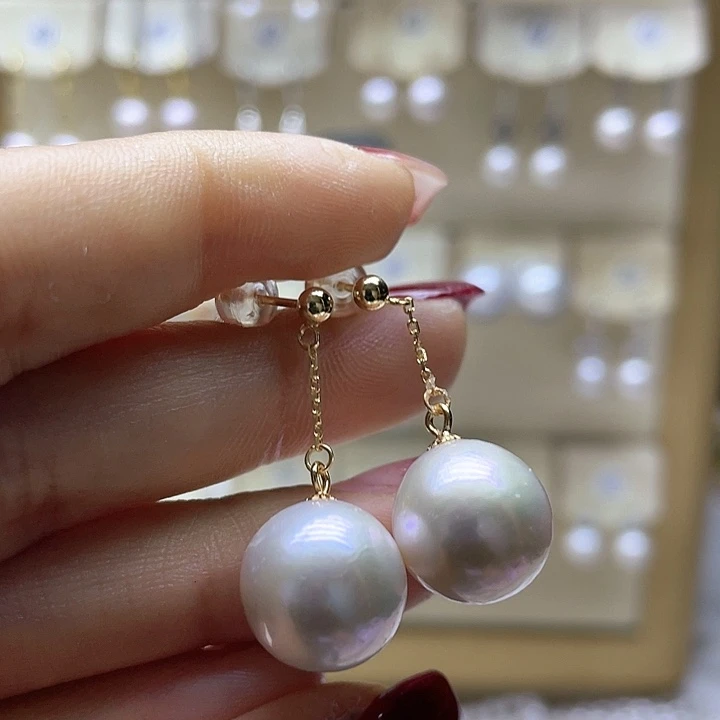 淡水珍珠耳饰银S925镶嵌