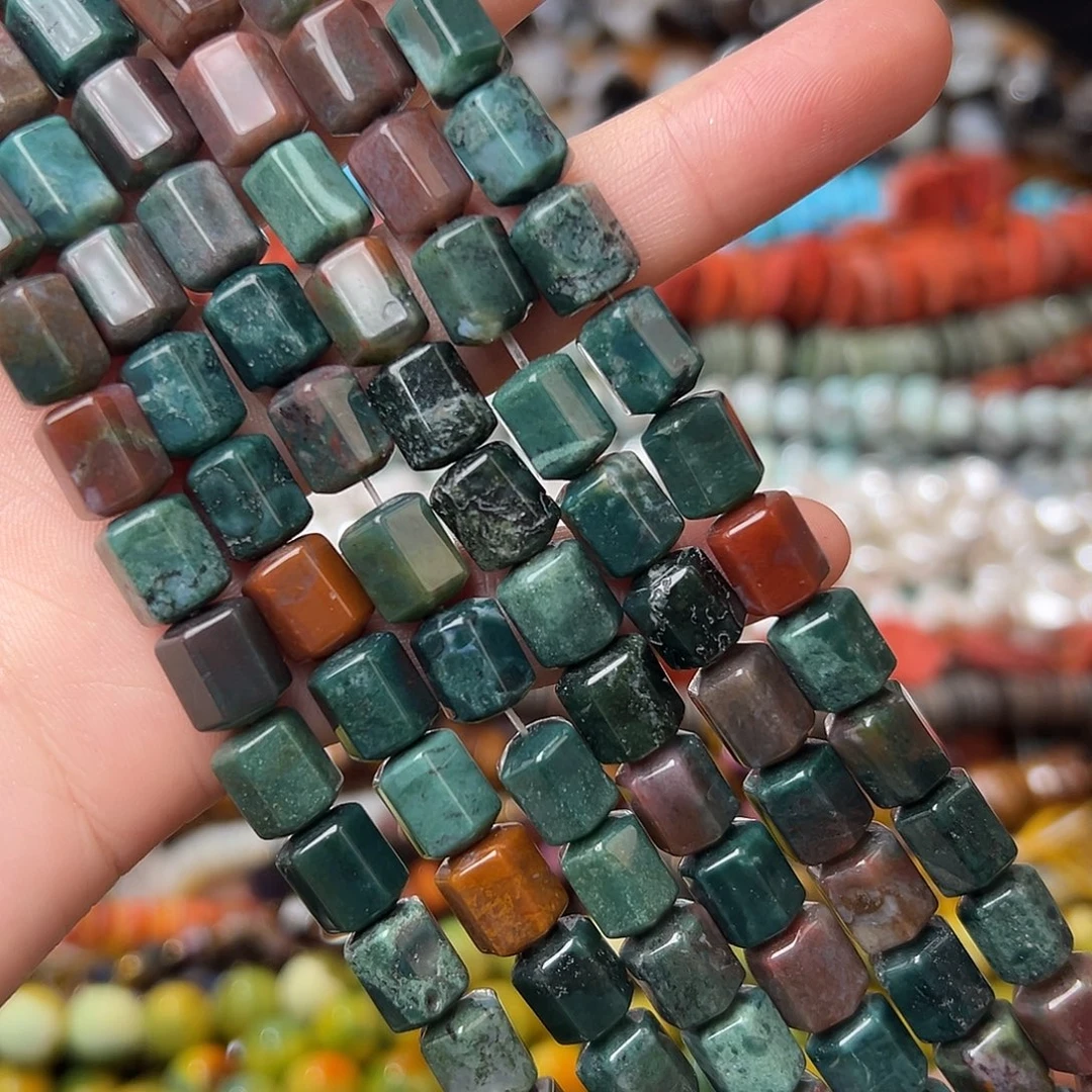 玛瑙/玉髓合金珠宝半成品N255。9*8mm天然印度玛瑙桶珠一条