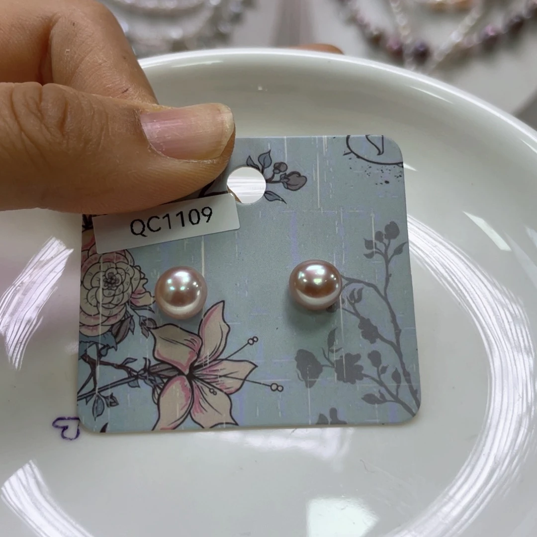 银S925镶嵌淡水珍珠耳饰