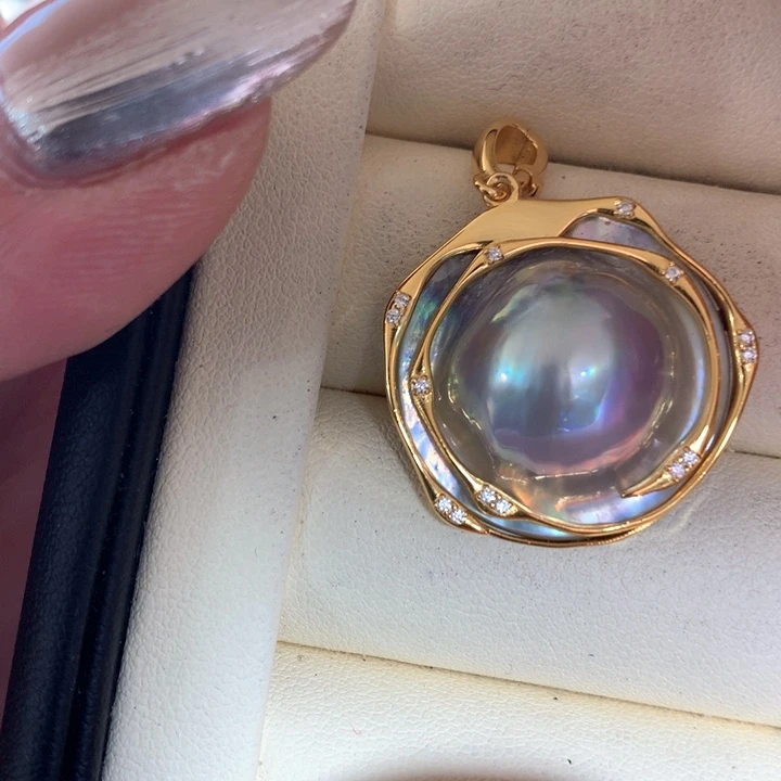 银S925镶嵌颈饰拼合珍珠（马贝珠）