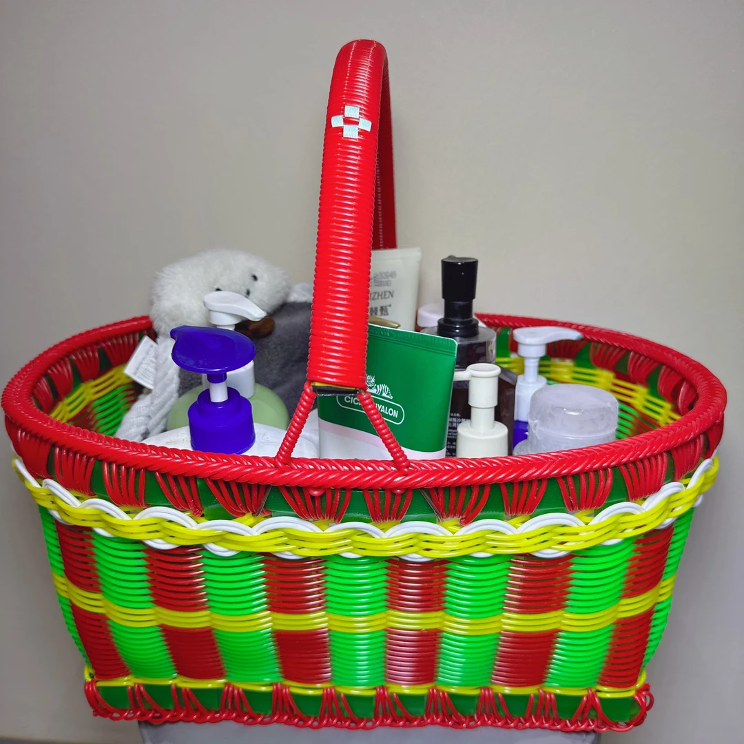 手工编织篮子塑料长方形藤条购物篮礼篮拜神篮子家用手提