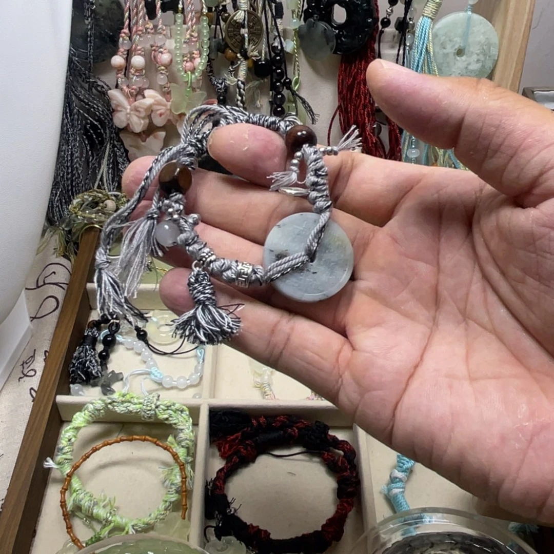 蛇纹石玉合金手链