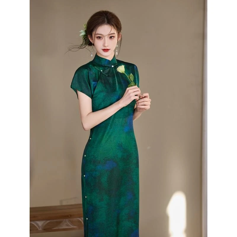 《柏林》125CM新款高级设计款全开襟无省古法连肩正品苏州旗袍