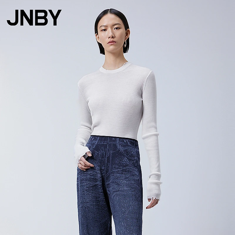JNBY/江南布衣春秋季女装全羊毛针织衫简约修身女通勤5O2310280
