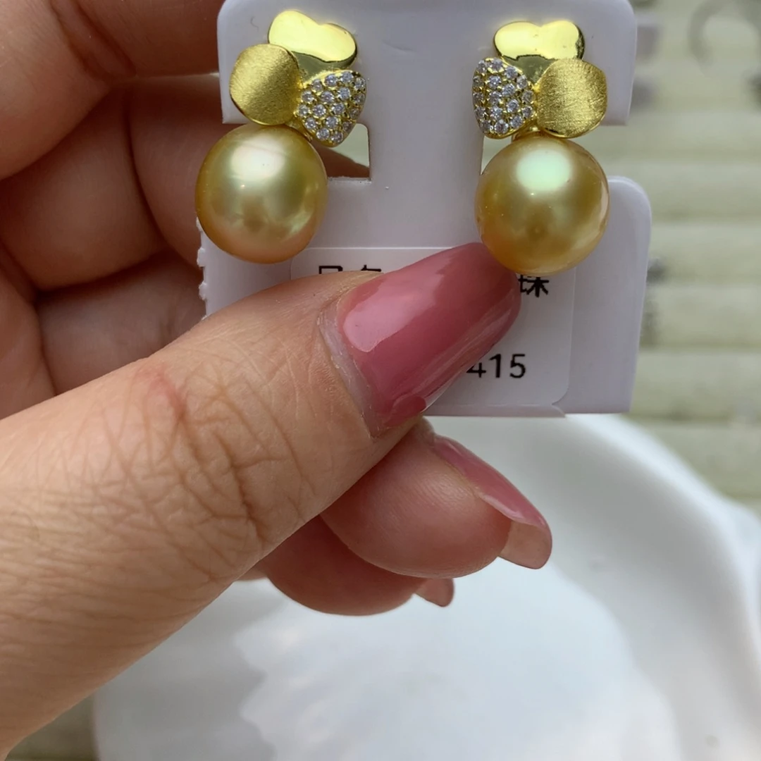 银S925镶嵌海水珍珠耳饰