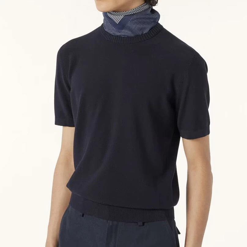 PABO | 老钱风Walkery男士圆领针织衫海军蓝 【桑蚕丝棉混纺】