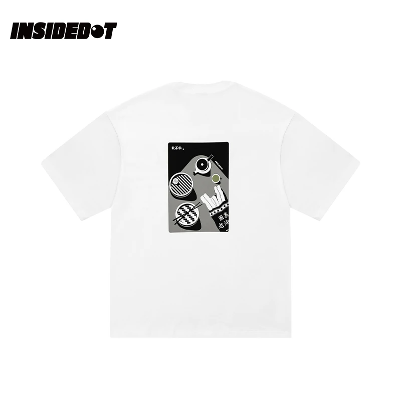 INSIDEDOT 早市系列饮茶啦印花短袖男夏季新款宽松透气纯棉T恤