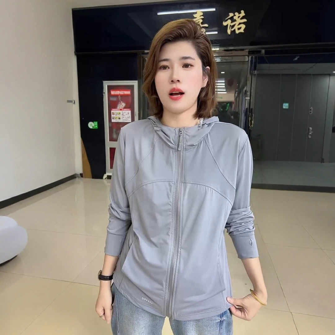 2025夏季新款时尚连帽防晒衣女长袖宽松显瘦百搭休闲薄款开衫外套