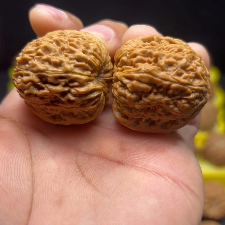 文玩核桃把件南疆凹底拉丝黄金甲36尺2