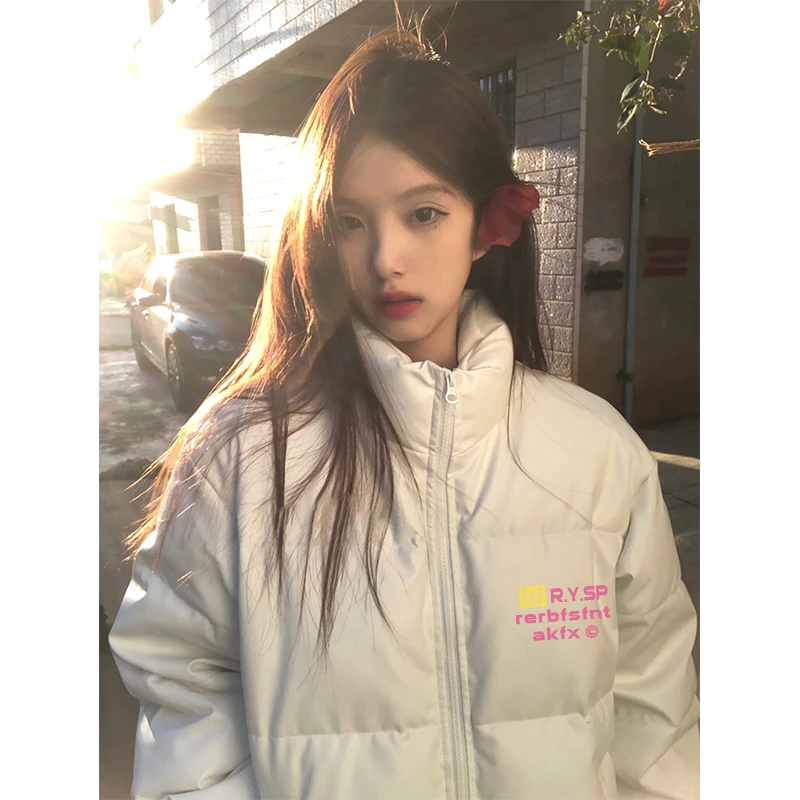 pu皮服女冬季新款oversize宽松高级感立领加厚保暖棉袄外套