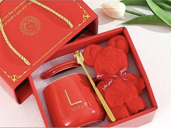 高端轻奢陶瓷杯毛巾礼盒