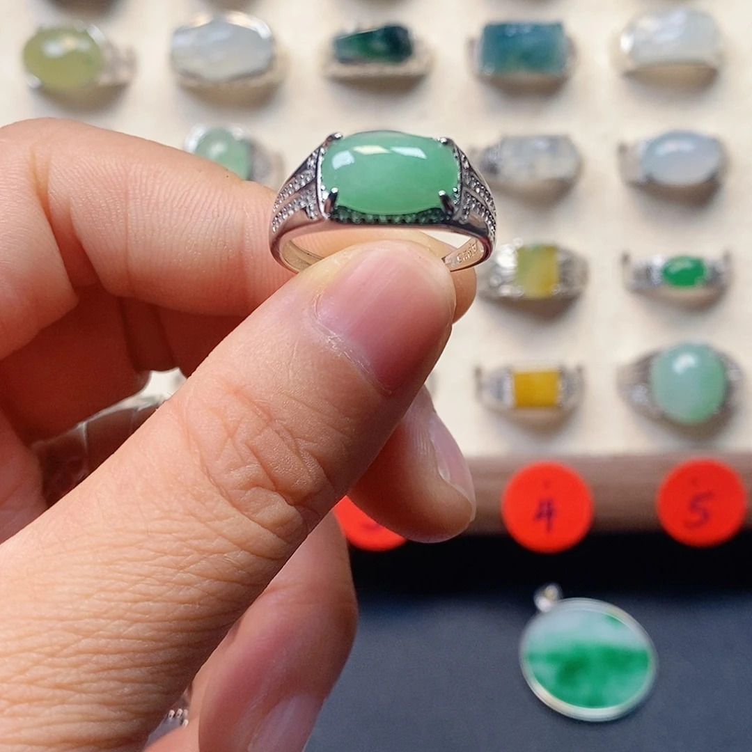 翡翠银S925镶嵌戒指