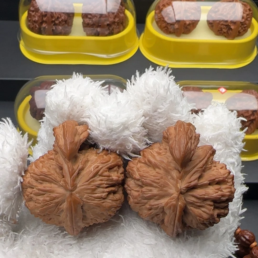 文玩核桃把件白狮子犀牛全品