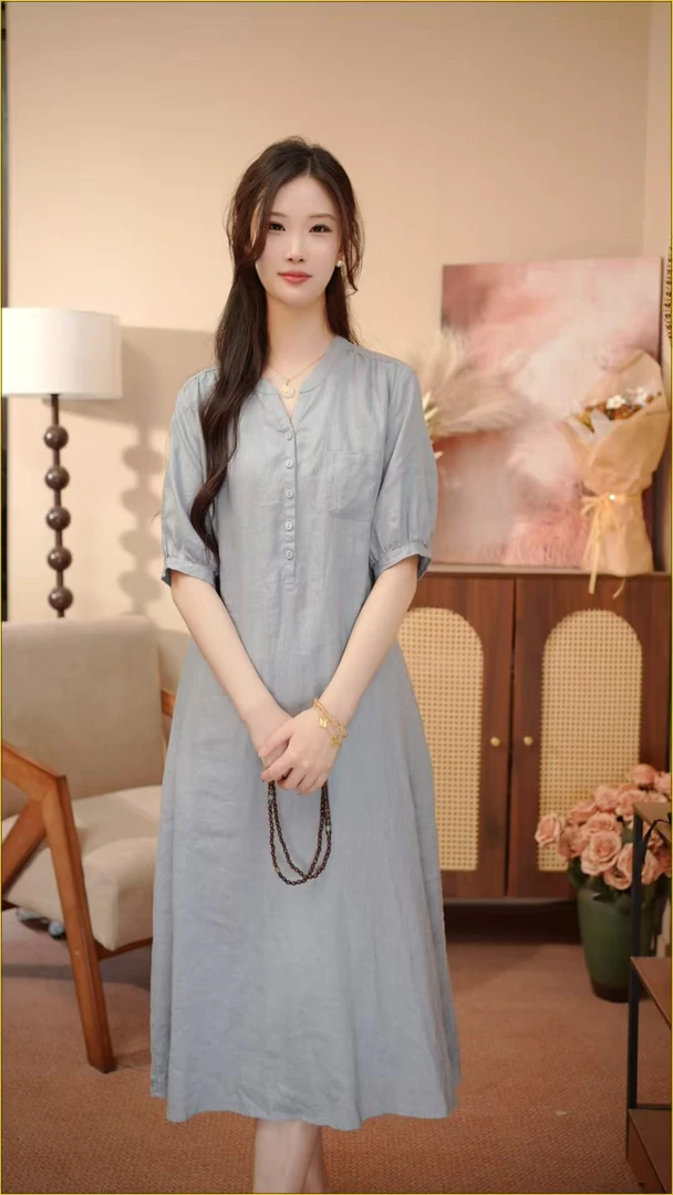 《汉麻裙》原创正品夏季新温柔风汉麻连衣裙女