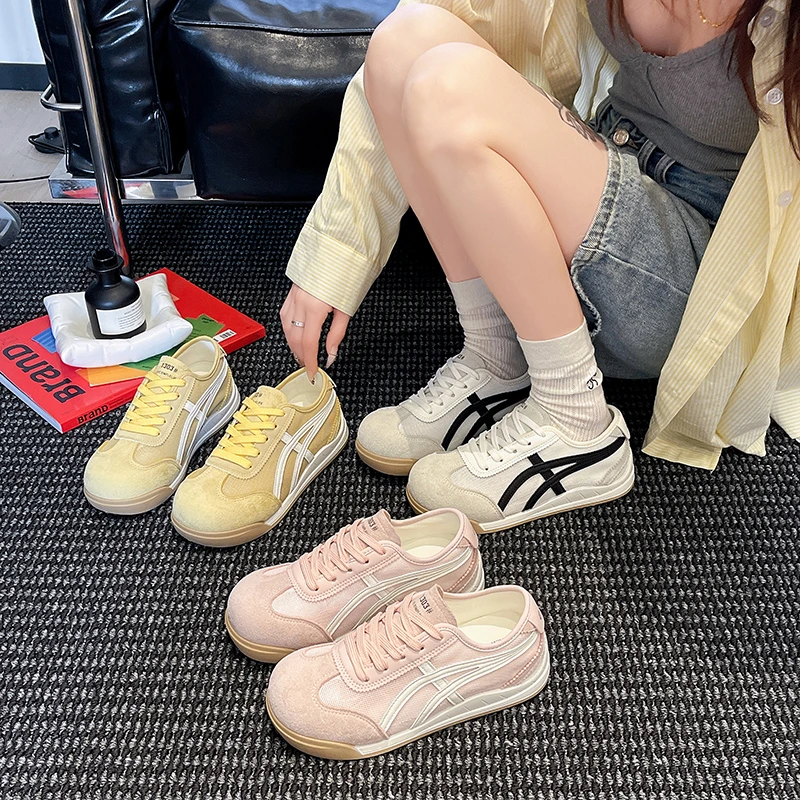 【芙俪兰】单网+布面内增高厚底系带德训鞋阿甘鞋韩版休闲鞋板鞋