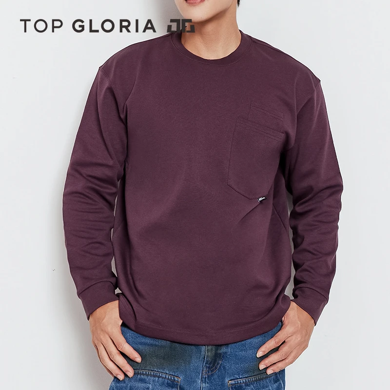 汤普葛罗2024秋冬新款美式重磅长袖t恤双口袋设计街潮情侣款卫衣