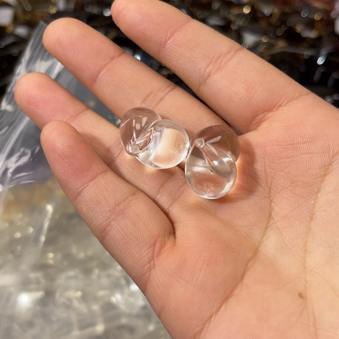 紫晶珠宝半成品银S925镶嵌净体白水晶屁桃一颗