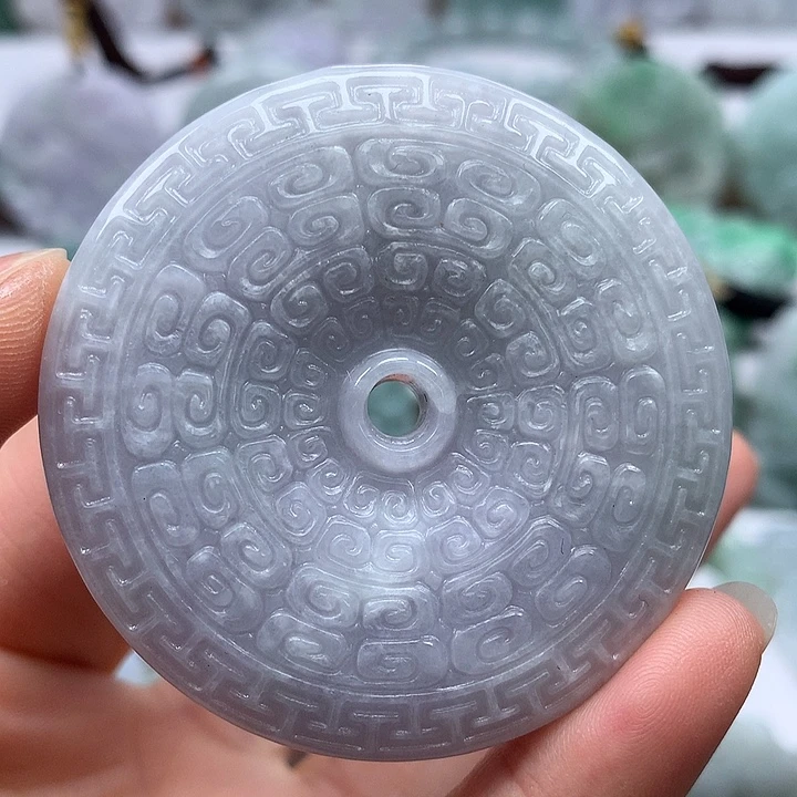 翡翠未镶嵌颈饰仿古平安扣两面工艺福利卡厚11+