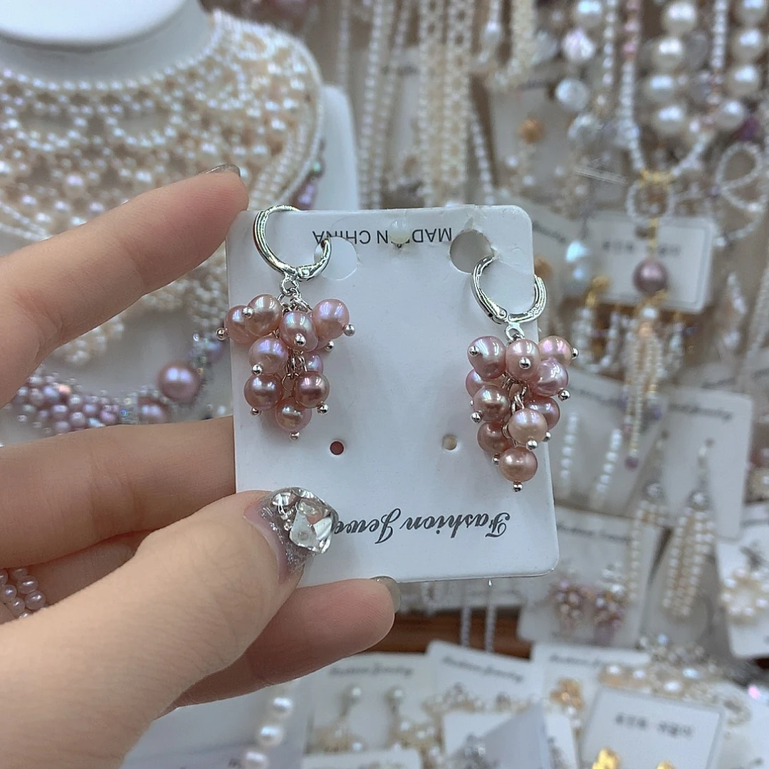 耳饰银S925镶嵌淡水珍珠