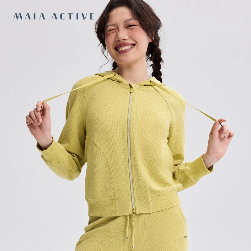 MAIAACTIVE  华夫格卫衣 新款休闲运动简约连帽肌理卫衣外套JK10